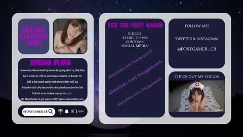 Snapshot of foxy_gamer chatting on 9, 5, 2026 Lex Vive foxygamer cb online show from 9, 5, 2026